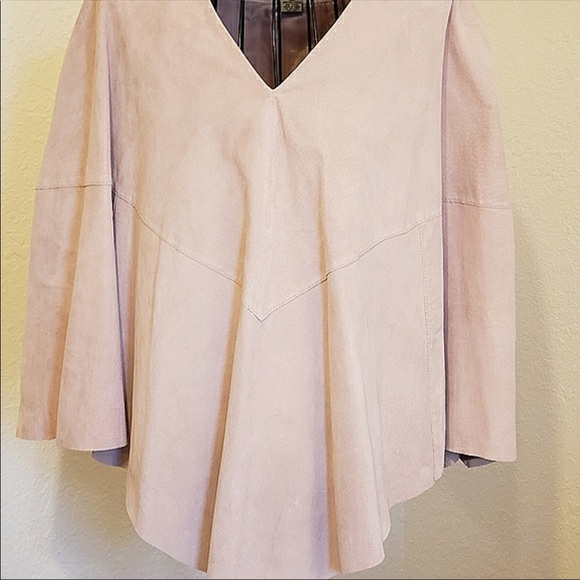 Baby pink leather poncho rave festival burning man bohemian boho gypsy glam doll